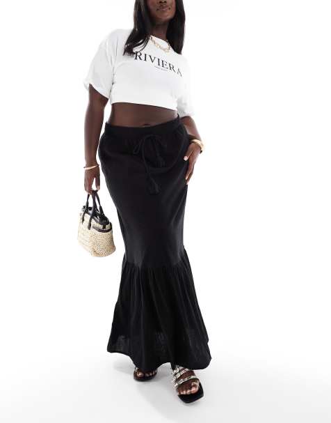 Vero Moda Curve boho maxi skirt in black - view 1