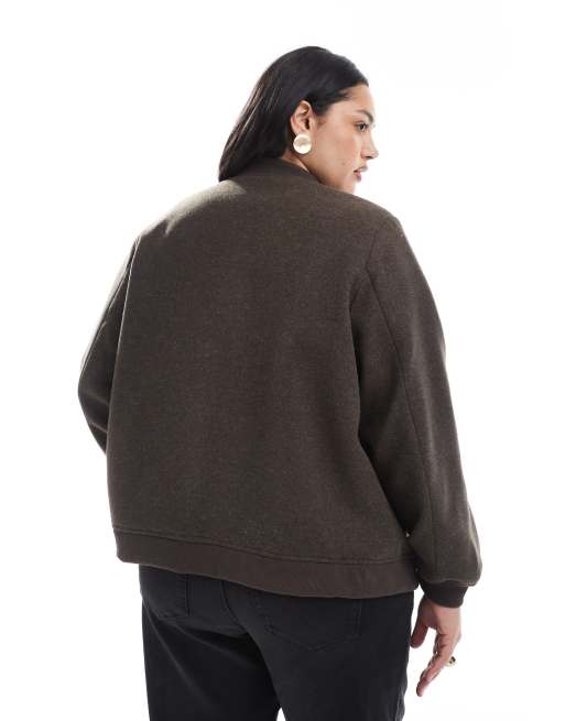 Vero Moda Curve bomber jacket in chocolate brown
