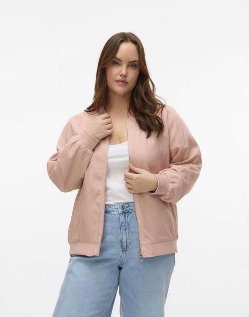 Vero Moda Curve Bomber jacket in misty rose