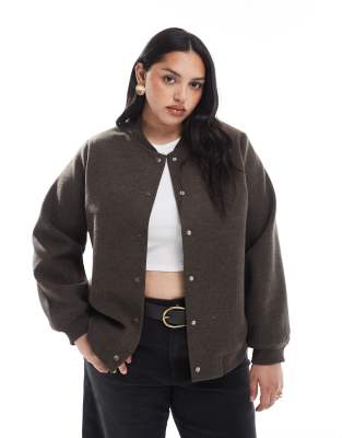 Vero Moda Curve - Bomberjacke in Schokobraun-Brown