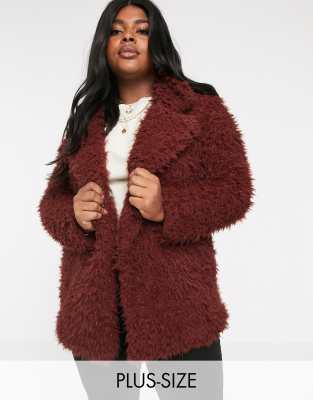 Vero moda burgundy shop faux fur coat