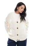 [Vero Moda Curve] Vero Moda Curve boxy knitted cardigan with pockets in cream-White XXL Birch w. melange
