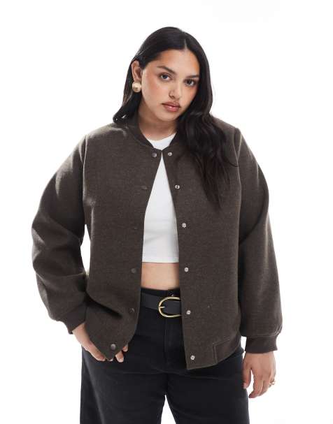 Vero Moda Curve bomber jacket in chocolate brown