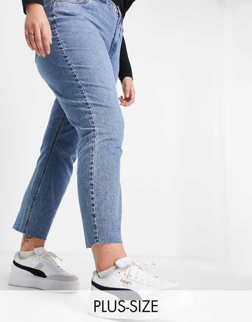 Vero Moda Curve – Brenda – Niebieskie jeansy z prostymi nogawkami