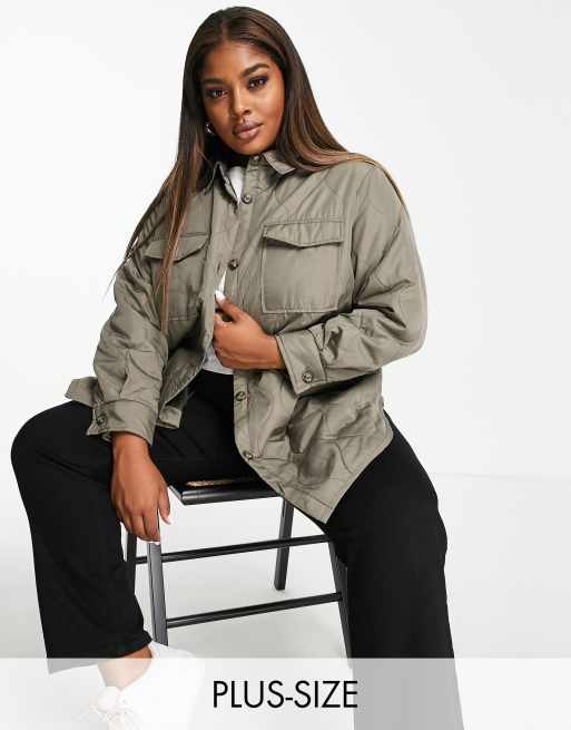 Vero Moda Curve - Camicia giacca trapuntata kaki