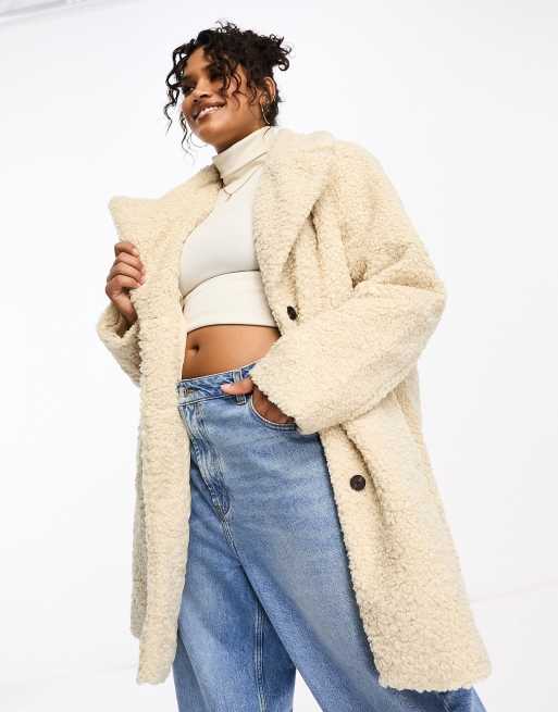 Vero Moda Curve - Cappotto in pile borg color crema , 2 di 4