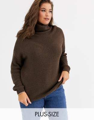 Vero Moda Curve Chunky Roll Neck Sweater In Chocolate-brown | ModeSens