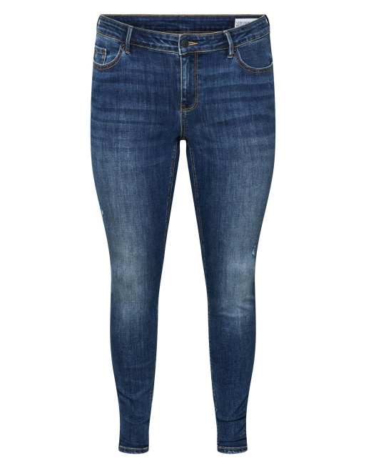 Vero Moda Curve – Ciemnoniebieskie jeansy o obcisłym kroju, 5 z 6
