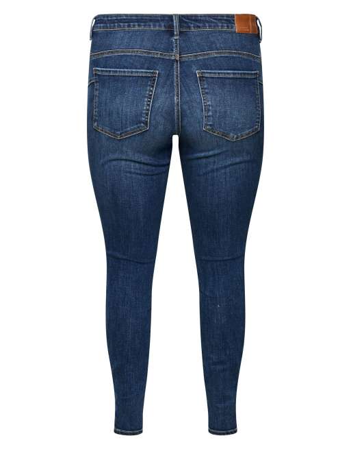 Vero Moda Curve – Ciemnoniebieskie jeansy o obcisłym kroju, 6 z 6