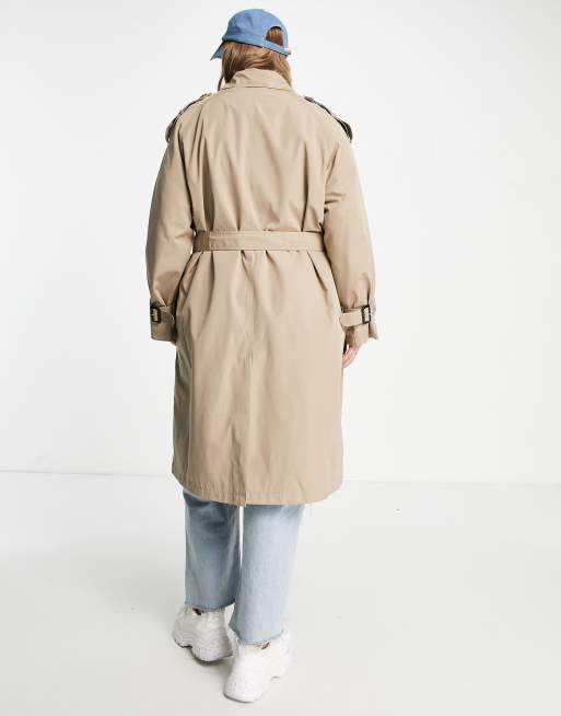 Vero Moda Curve classic trench coat in camel, 3 of 4