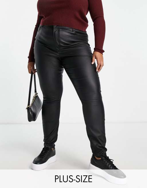 Vero Moda Curve coated skinny pants in black | ASOS