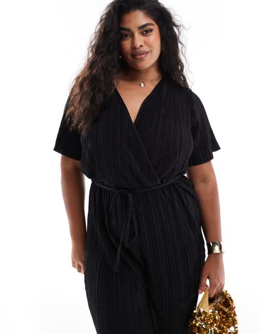 Vero Moda Curve - Combinaison cache-cœur plissée - Noir, 2 de 4