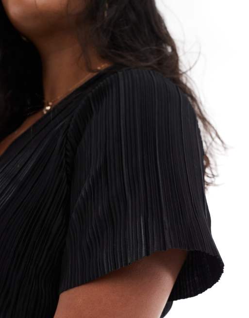 Vero Moda Curve - Combinaison cache-cœur plissée - Noir, 3 de 4