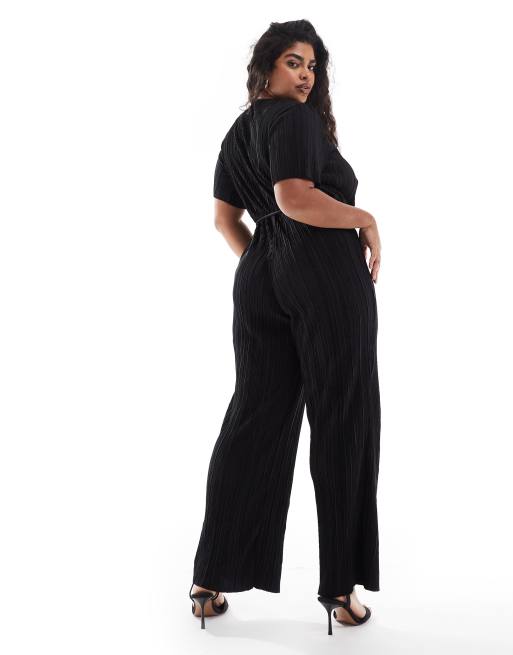 Vero Moda Curve - Combinaison cache-cœur plissée - Noir, 4 de 4