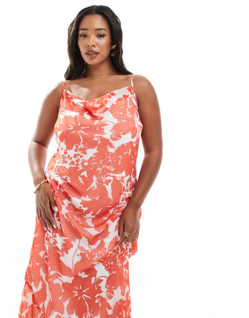 Vero Moda Curve cowl neck maxi cami dress in red floral print, 2 of 4