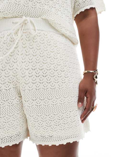 Vero Moda Curve crochet shorts in birch cream - part of a set, 5 of 5