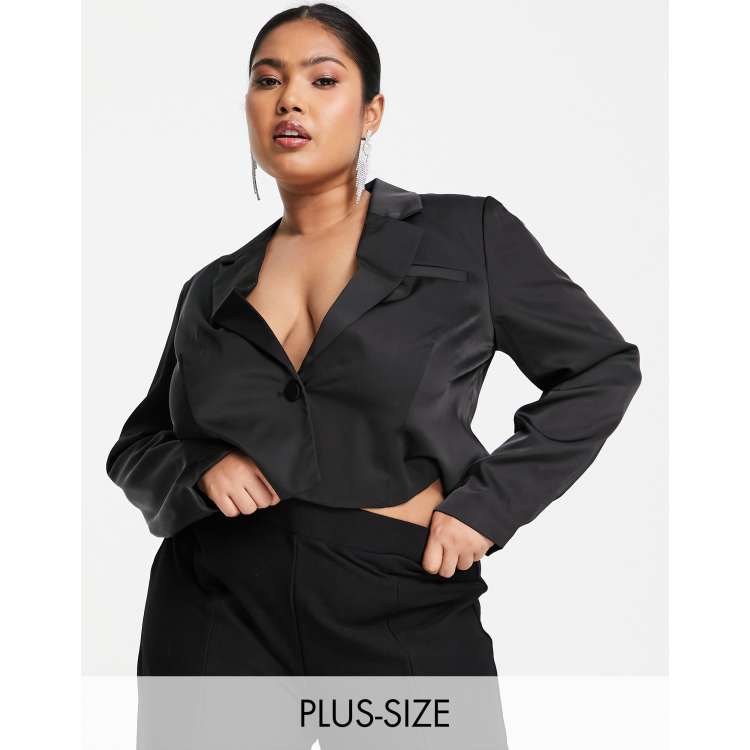 Vero Moda Curve cropped blazer in black | ASOS