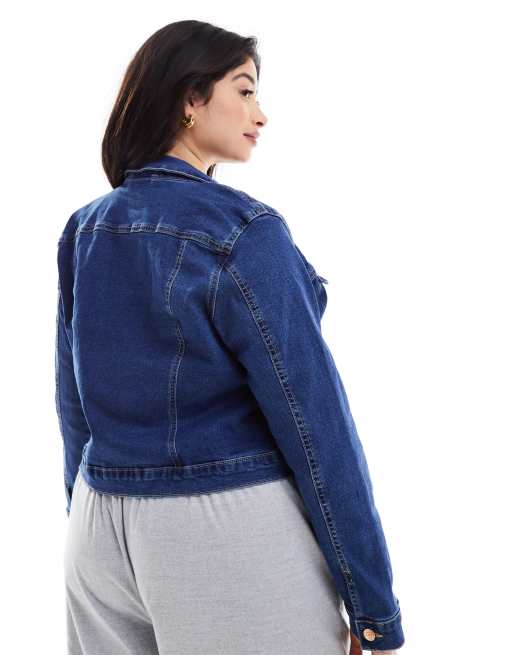 Plus size denim crop 2024 jacket