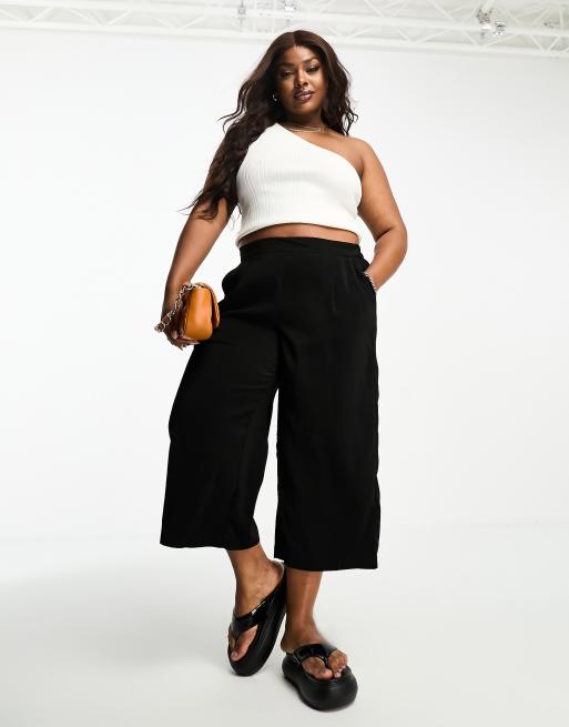 Plus size 2025 black culottes