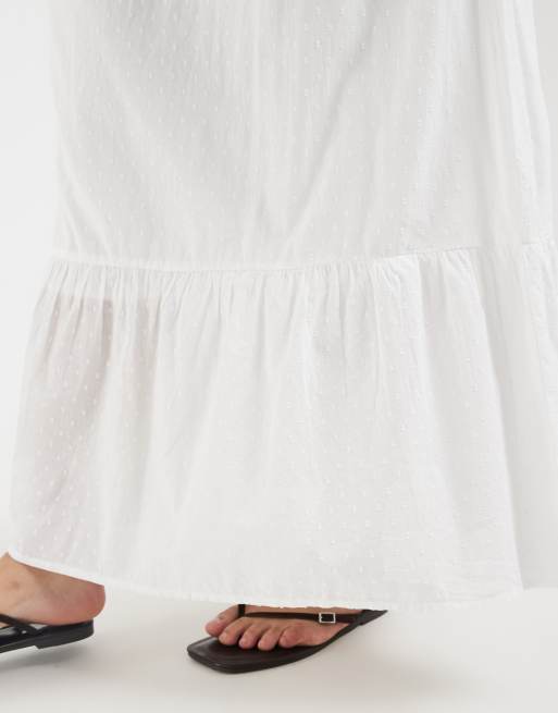 Vero Moda Curve dobby texture boho maxi skirt in white, 5 of 5