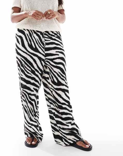 Vero Moda Curve - Easy - Pantaloni zebrati a fondo ampio allacciati in vita - view 1
