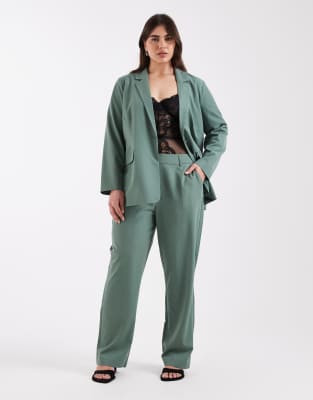 Vero Moda Curve - Elegante Hose in Grün mit geradem Bein, Kombiteil