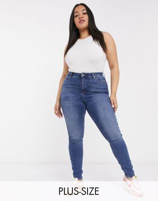 Vero Moda Curve - Eng geschnittene Jeans in Indigo mit hohem Bund-Schwarz