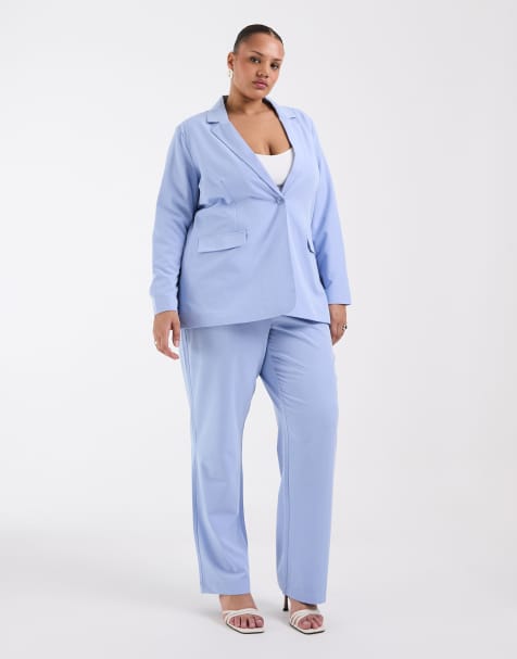 Vero Moda Curve - Ensemble blazer habillé ample et pantalon droit - Bleu Brunnera - view 1