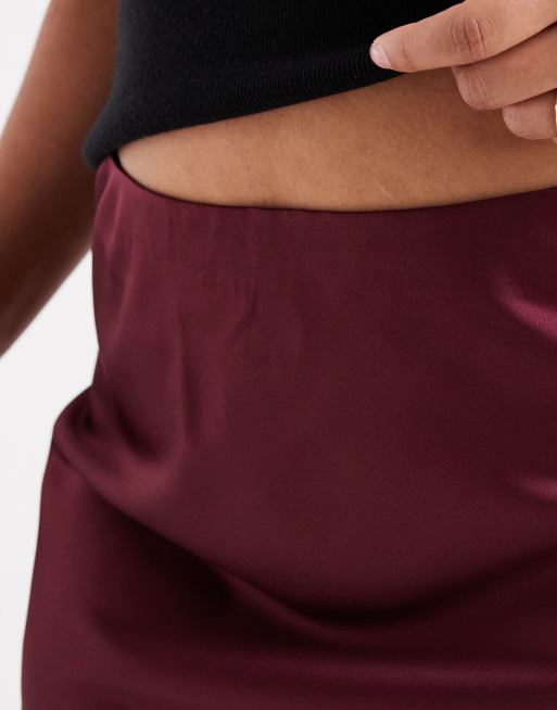 Vero Moda Curve - falda maxi satinada burdeos, 5 de 5