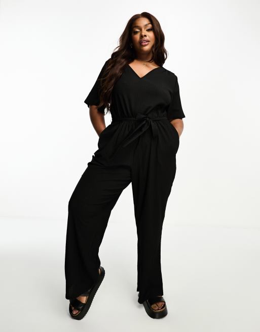 Vero Moda Curve flutter sleeve jumpsuit in black | ASOS