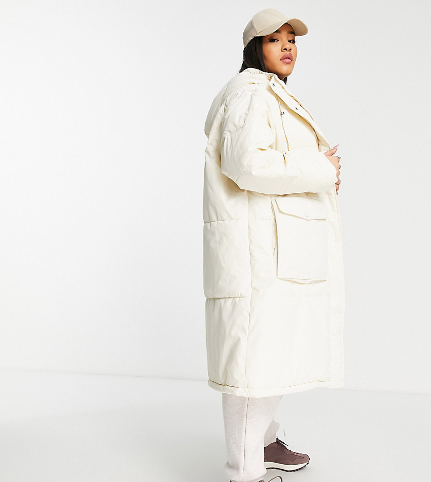 Vero Moda Curve - Foret longline-frakke med elastisk talje i cremehvid