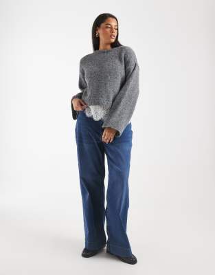 Vero Moda Curve - Gerade geschnittene Stretch-Jeans in dunkelblauer Waschung-Marineblau