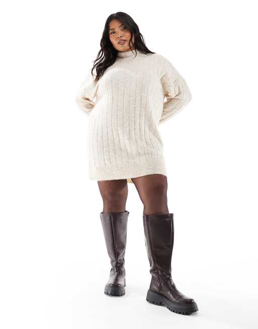 Strickkleid Beige Mini Strickkleider Damen JDY Tall – Mini-Strickkleid In  Beige Mit U-Boot-Ausschnitt ASOS