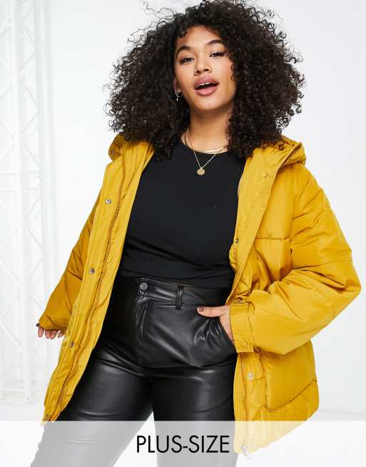 Vero Moda Curve - Giacca imbottita color ruggine con cappuccio