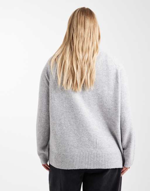 Vero Moda Curve - Gilet coupe carrée en maille avec poches - Gris clair chiné, 4 de 4