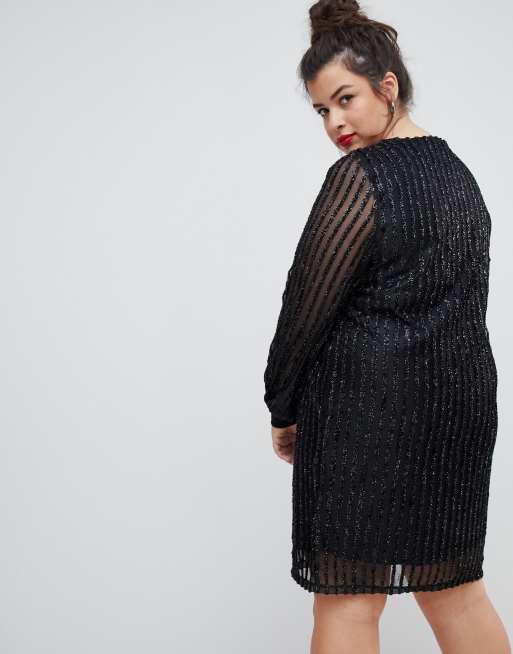 Vero Moda glitter stripe mini dress black | ASOS