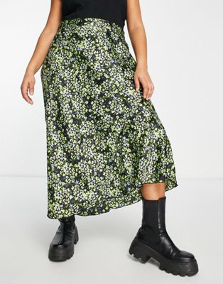 Vero Moda Curve floral satin midi skirt in multi  - ASOS Price Checker