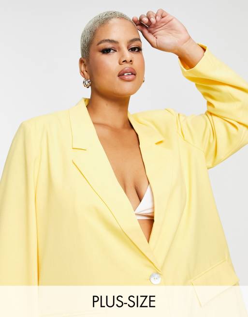 Vero Moda Curve – Gul figursydd kavaj