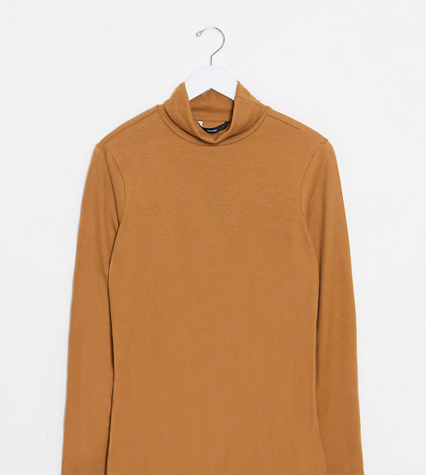 Vero Moda Curve High Neck Sweater In Brown