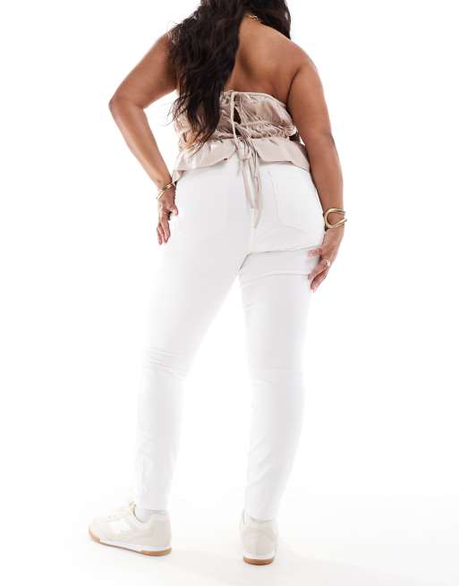 Vero Moda Curve high waisted skinny jeans in white, 4 of 5