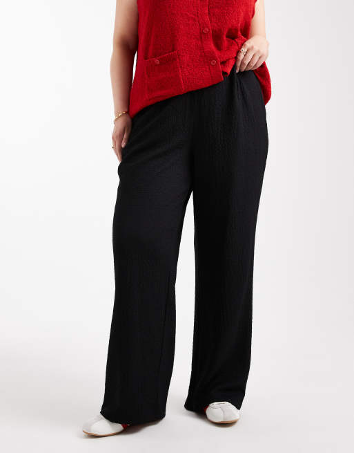 Vero Moda Curve – Hose zum Überziehen aus strukturiertem Jersey in Schwarz, 2 von 5