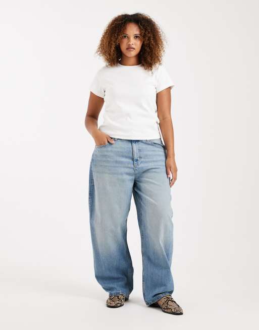 Vero Moda Curve - Hvid ribstrikket T-shirt med rund hals, 2 af 4