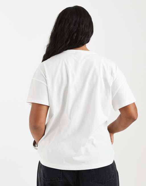 Vero Moda Curve - Hvid T-shirt med bindebånd i siden i firkantet pasform, 4 af 4