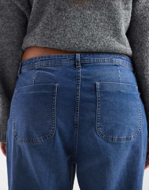 Vero Moda Curve - Jeans dritti elasticizzati lavaggio blu scuro, 4 di 5