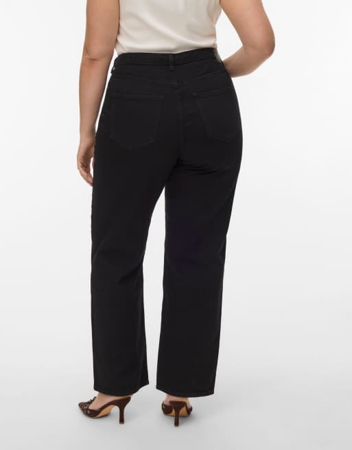 Vero Moda Curve jeans med bred passform i svart, 2 av 7