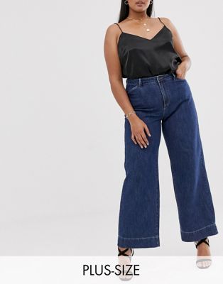 Vero Moda Curve – Jeans med vida ben och hög midja-Blå
