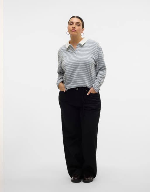 Vero Moda Curve jeans met brede pasvorm in zwart, 3 van 7