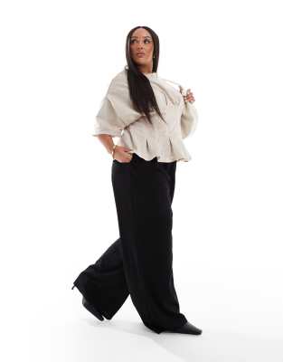 jersey crepe super wide leg pants in black