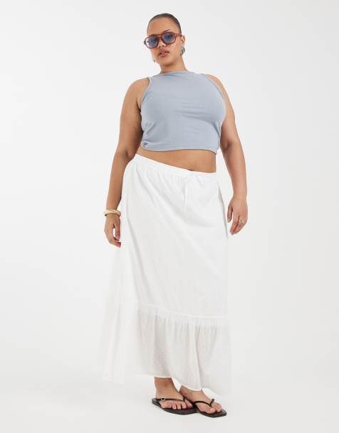 Vero Moda Curve - Jupe bohème longue en plumetis texturé - Blanc - view 1