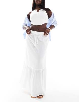 Vero Moda Curve - Jupe longue bohème - Blanc